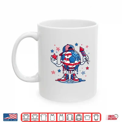 Mug Patriotic Soccer 4th of July American Flag USA Boys Kids Shirt