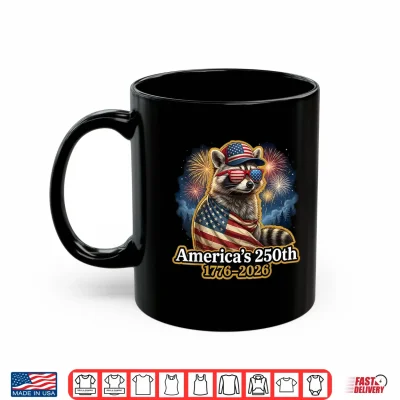 Mug Raccoon 250th Anniversary 4th of July Patriotic USA Flag Shirt