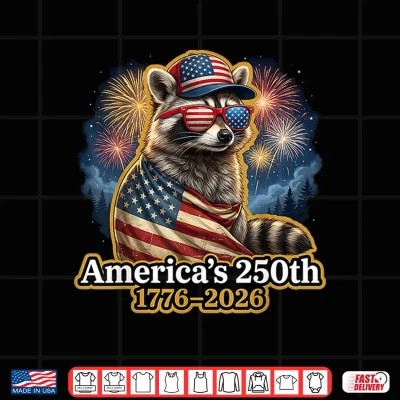 Design Raccoon 250th Anniversary 4th of July Patriotic USA Flag Shirt