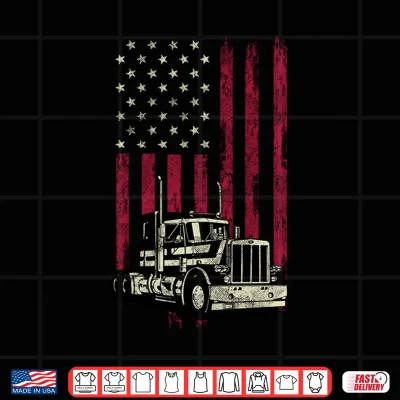 Design Trucker Vintage American Flag 4th of July Tee Gift Performance Shirt