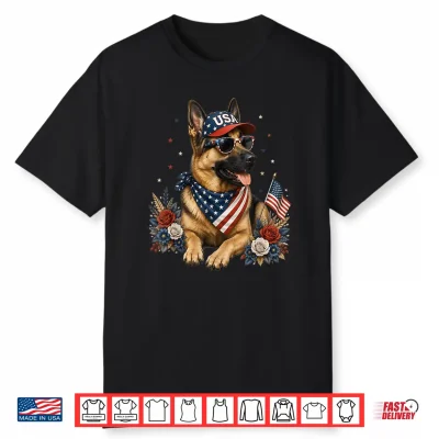 4Th Of July Patriotic German Shepherd Dog Usa Flag Shirt
