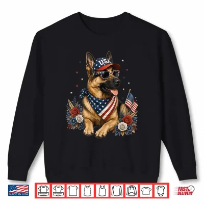 Sweatshirt 4th of July Patriotic German Shepherd Dog USA Flag Shirt