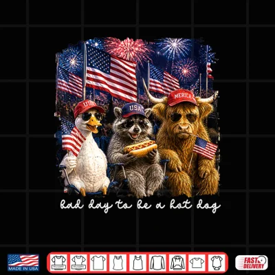 Bad Day To Be A Hotdog Goose Raccoon 4Th Of July Patriotic Shirt 4 Design Bad Day to Be A Hotdog Goose Raccoon 4th of July Patriotic Shirt