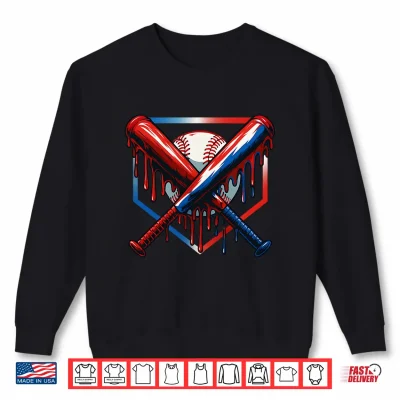 Sweatshirt Baseball Ice Cream Drip Youth 4th of July Red White and Blue Performance Shirt