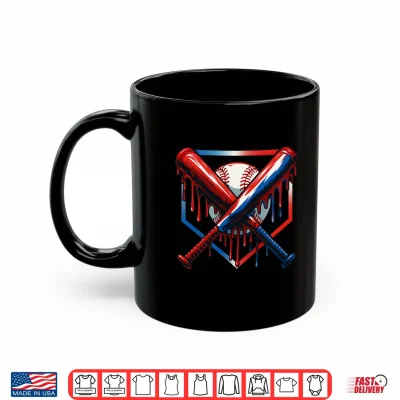 Mug Baseball Ice Cream Drip Youth 4th of July Red White and Blue Performance Shirt