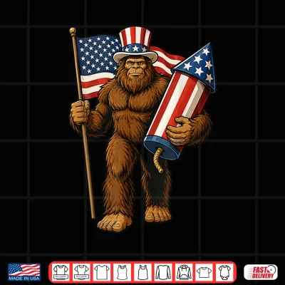 Bigfoot Fireworks 4Th Of July Patriotic Sasquatch Usa Flag Shirt 4 Design Bigfoot Fireworks 4th of July Patriotic Sasquatch USA Flag Shirt