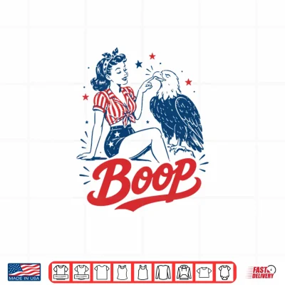 Design Boop Vintage USA Girl and Eagle Funny Patriotic Retro Art Premium Tri Blend Shirt