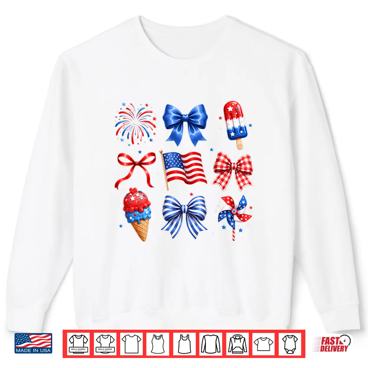 Coquette Bow Ice Cream America Patriotic 4Th Of July Women Shirt Coquette Bow Ice Cream America Patriotic 4Th Of July Women Shirt