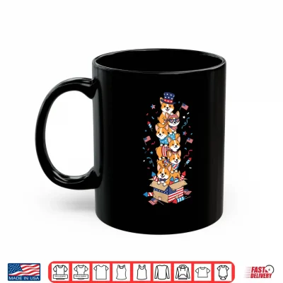 Mug Funny Corgi American USA Flag Memorial Day 4th of July Shirt