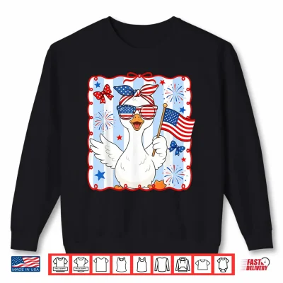 Sweatshirt Funny Goose 4th of July American Flag Preppy Women Girl Shirt