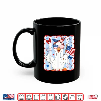 Mug Funny Goose 4th of July American Flag Preppy Women Girl Shirt