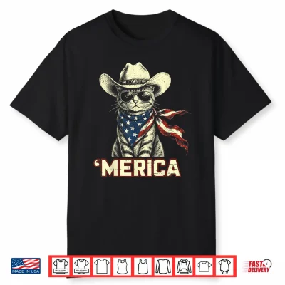 Funny Usa ‘Merica Cat 4Th Of July Patriotic Men Women Kids Shirt