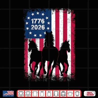 Design Horse American Flag 250 Years Anniversary USA Fourth of July Shirt