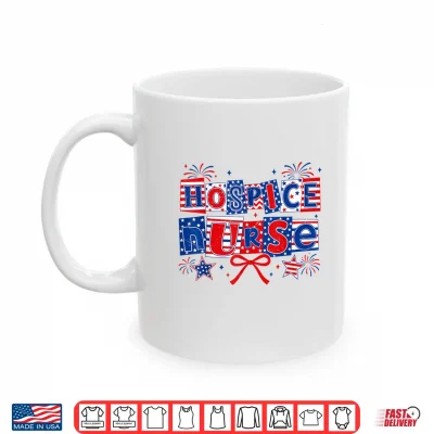 Mug Hospice Nurse Coquette Retro 4th of July US Flag Fireworks Shirt