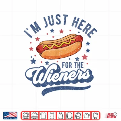 Design Im Just Here for The Hot Dog Funny BBQ Grilling 4th of July Shirt