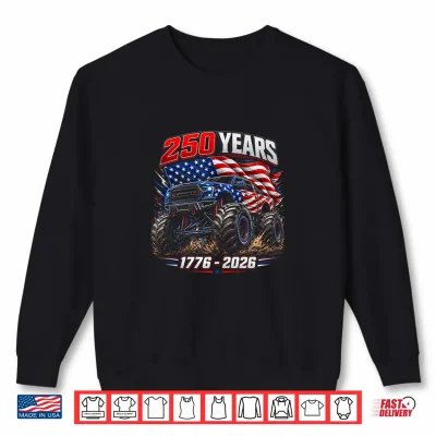 Sweatshirt Monster Truck Eagle USA American Flag 4th of July Men Boys Shirt