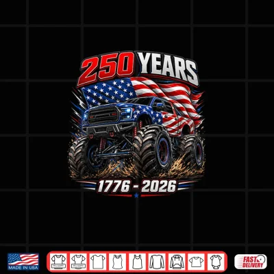 Design Monster Truck Eagle USA American Flag 4th of July Men Boys Shirt