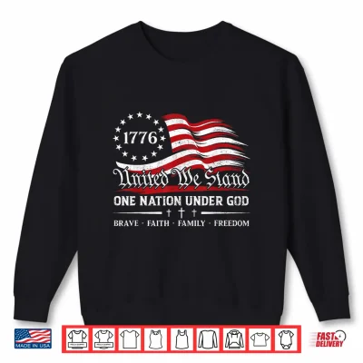 Sweatshirt One Nation Under God US Flag Patriotic Christian 4th of July Shirt
