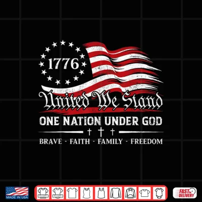 Design One Nation Under God US Flag Patriotic Christian 4th of July Shirt