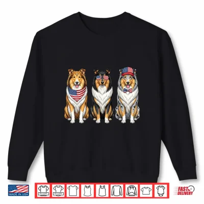 Sweatshirt Rough Collie 4th of July US American Flag Dog Patriotic Shirt