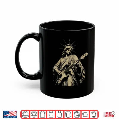 Mug Statue of Liberty Playing Guitar 4th July 250th Anniversary Shirt
