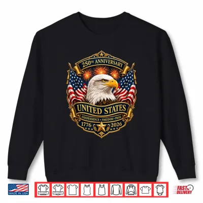 Sweatshirt USA 250th Anniversary 4th July American Flag Eagle Semiquin Shirt
