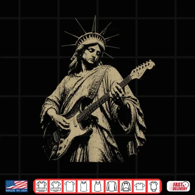 Design Statue of Liberty Playing Guitar 4th July 250th Anniversary Shirt