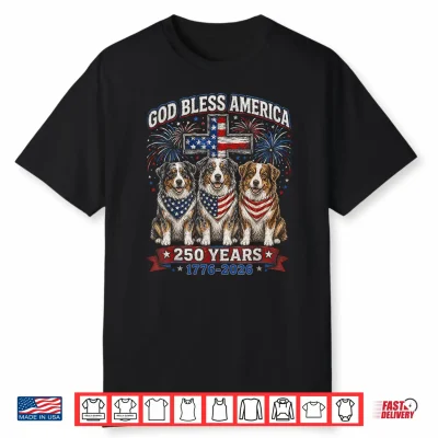 250 Years America Australian Shepherd Dog Usa 4Th Of July Shirt