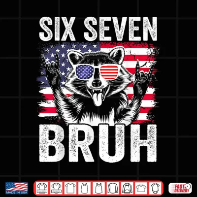 Design 4th of July Boys Outfit American Patriotic 67 Six Seven Bruh Shirt