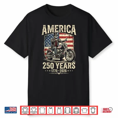 America 250 Years Freedom Abraham Lincoln Riding Motorcycle Shirt