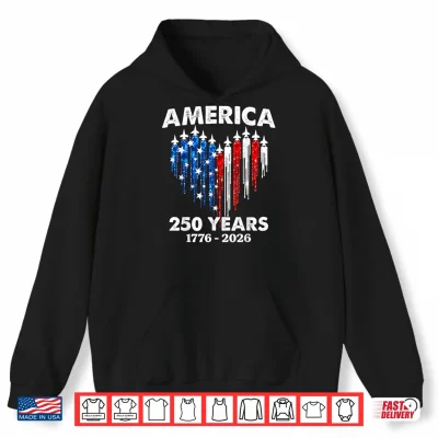 Hoodie America 250th Heart US Flag Drip Patriotic 4th of July Shirt