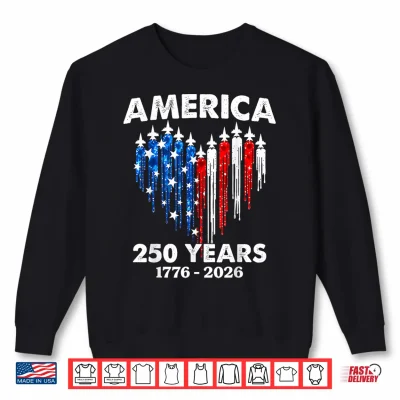 Sweatshirt America 250th Heart US Flag Drip Patriotic 4th of July Shirt