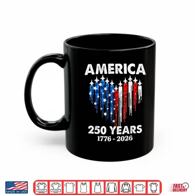 Mug America 250th Heart US Flag Drip Patriotic 4th of July Shirt