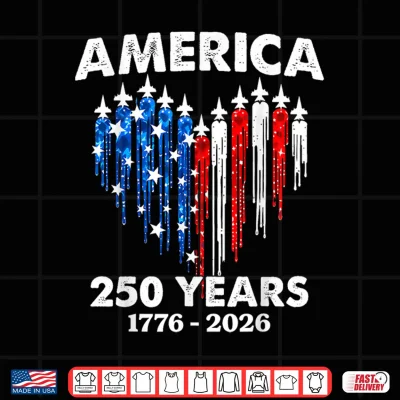 Design America 250th Heart US Flag Drip Patriotic 4th of July Shirt