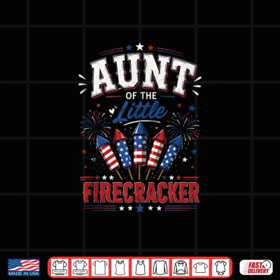 Design Aunt of The Little Firecracker Patriotic USA Shirt