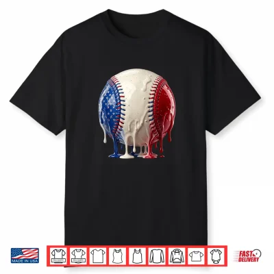 Baseball Ice Cream Drip 4Th Of July Kids Youth Boys Girls Shirt