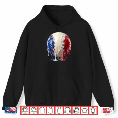 Hoodie Baseball Ice Cream Drip 4th of July Kids Youth Boys Girls Shirt