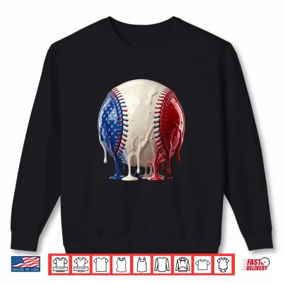 Sweatshirt Baseball Ice Cream Drip 4th of July Kids Youth Boys Girls Shirt