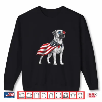 Sweatshirt Black Mouth Cur 4th of July US American Flag Dog Patriotic Shirt