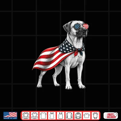 Design Black Mouth Cur 4th of July US American Flag Dog Patriotic Shirt