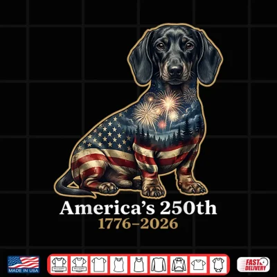 Design Funny Dachshund Dog Americas 250th Anniversary 1776 2026 Shirt