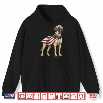 Hoodie Great Dane 4th of July US American Flag Dog Patriotic Shirt