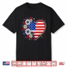 Patriotic Heart Usa Flag Daisy Flowers 4Th Of July Summer Shirt