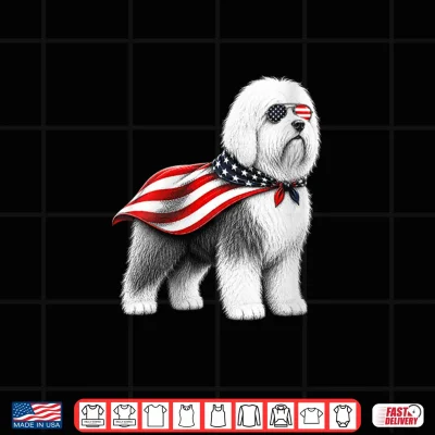 Old English Sheepdog 4Th Of July Us American Flag Patriotic Shirt 4 Design Old English Sheepdog 4th of July US American Flag Patriotic Shirt