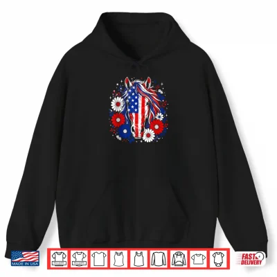 Patriotic Horse Usa Flag Daisy Flowers 4Th Of July Summer Shirt 1 Hoodie Patriotic Horse USA Flag Daisy Flowers 4th of July Summer Shirt