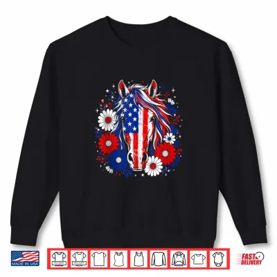 Patriotic Horse Usa Flag Daisy Flowers 4Th Of July Summer Shirt 2 Sweatshirt Patriotic Horse USA Flag Daisy Flowers 4th of July Summer Shirt