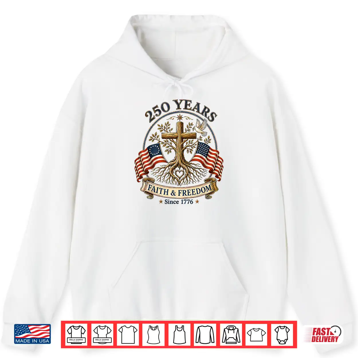 Two Flags Cross Tree 250 Years Faith And Freedom 1776 2026 Shirt Two Flags Cross Tree 250 Years Faith And Freedom 1776 2026 Shirt