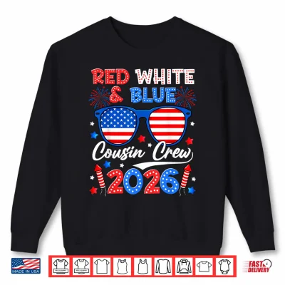 Sweatshirt Red White and Blue Cousin Crew 2026 Matching Family 4th July Shirt