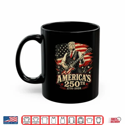Mug USA 250th Trump Playing Guitar 4th of July 250th Anniversary Shirt