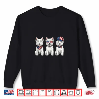 Sweatshirt Westie 4th of July US American Flag Dog Patriotic Shirt